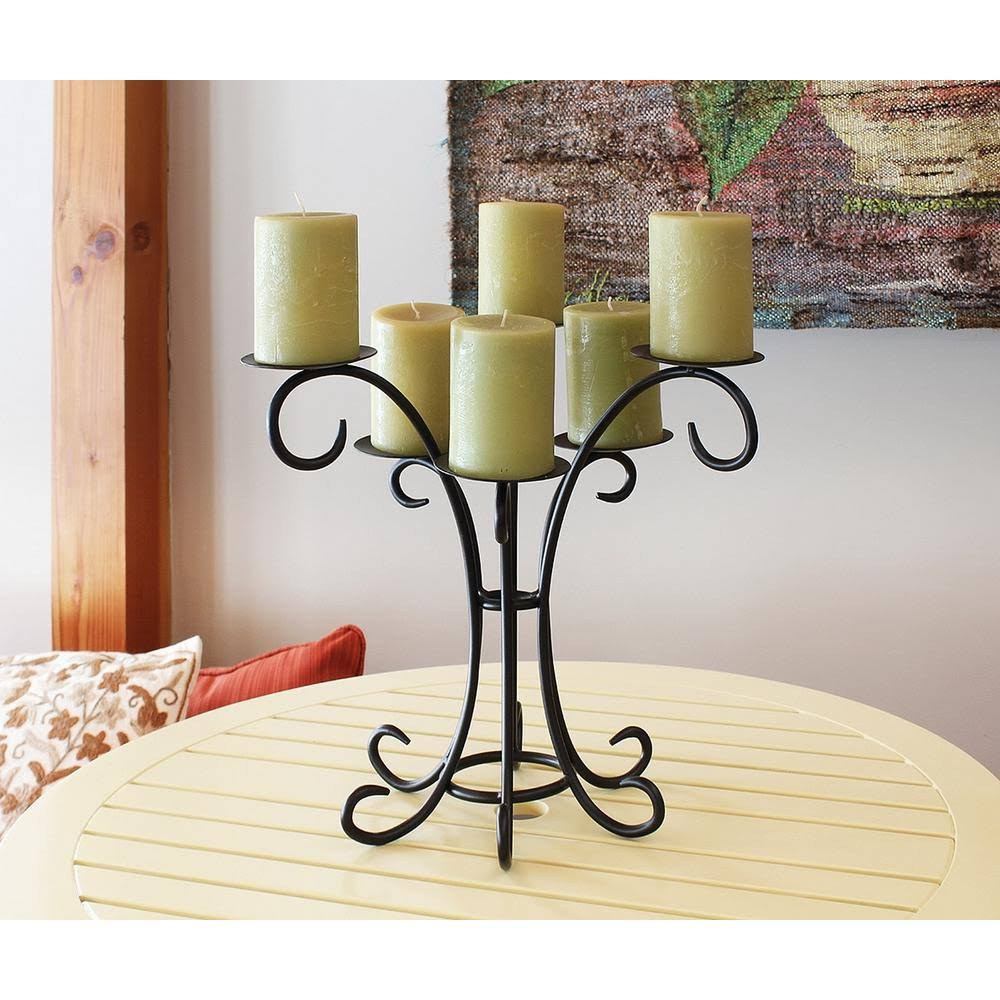 Minuteman International Williamsburg Sprig Metal Candelabra, Black