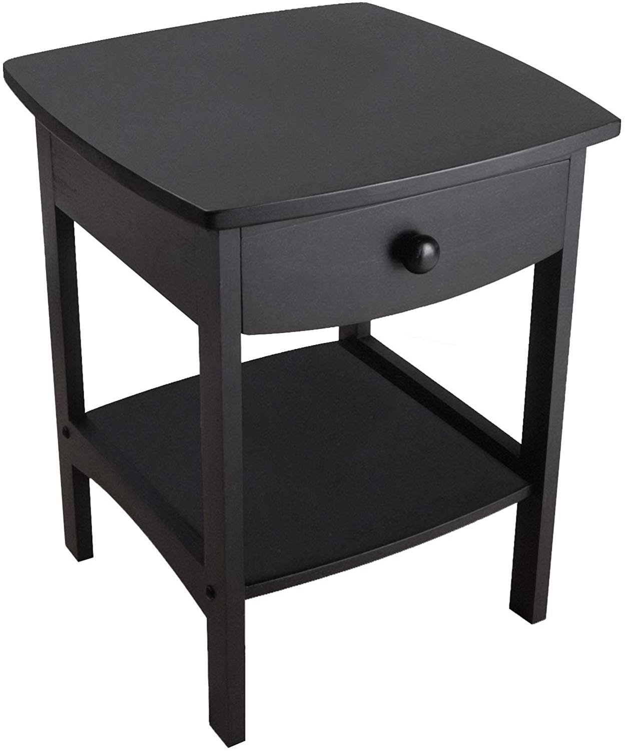 Winsome Wood End Table/Night Stand with Drawer and Shelf Black