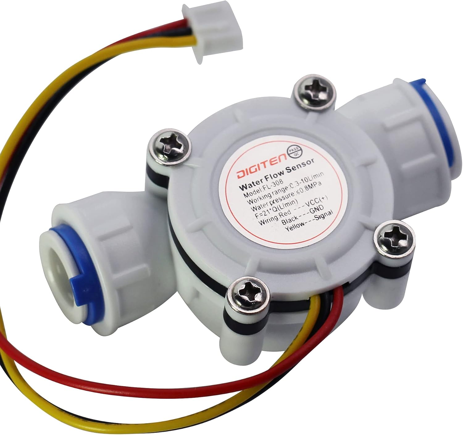 DIGITEN G3/8 Inch Quick Connect Water Flow Sensor Switch Flowmeter Counter 0.3-10L/min Pack of 2