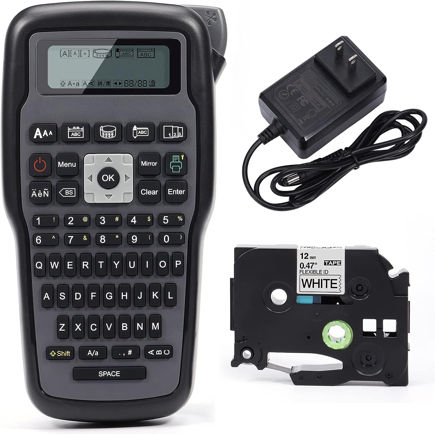 MarkDomain Label Maker, Portable Handheld E1000 Label Printer with QWERTY Keyboard, a Laminated Label and AC Adapter for Power, Easy to use for Home Office and Industrial Labeling Jobs, Orange Pack of 2