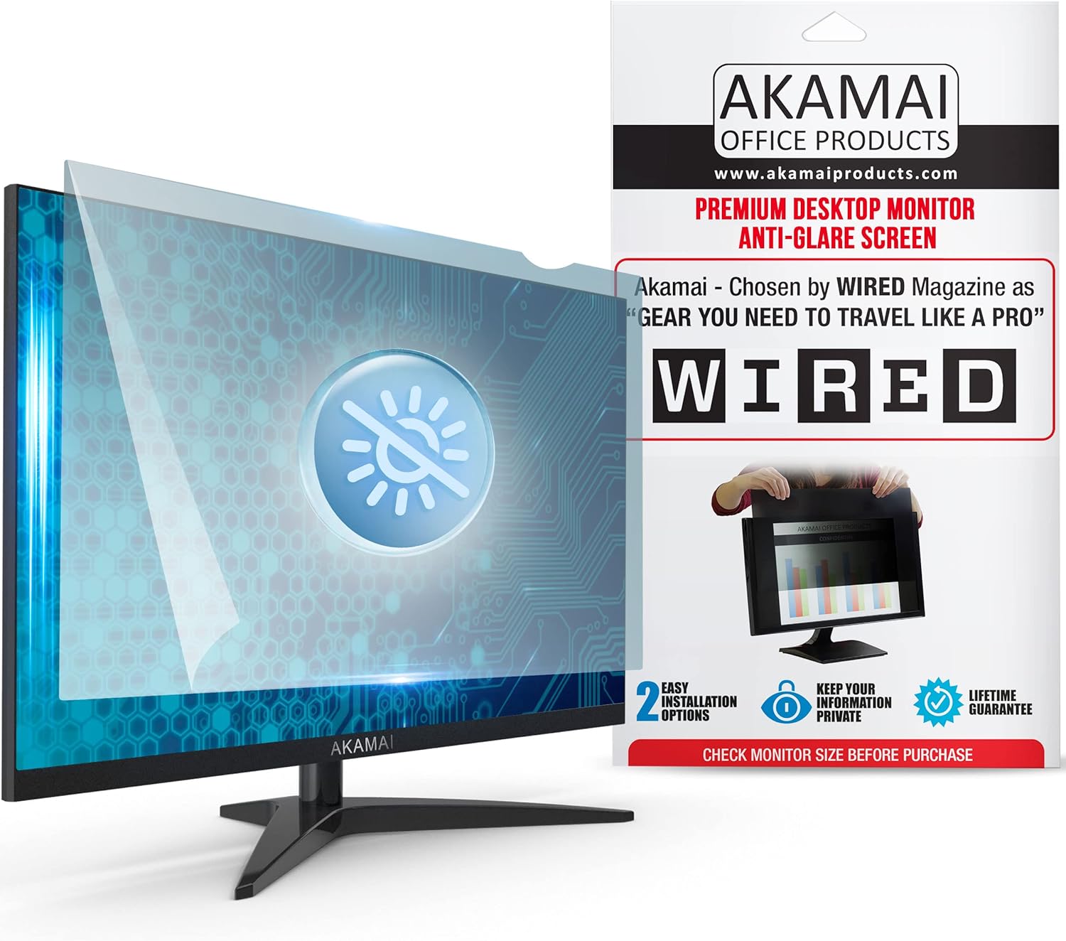 34 inch Computer Privacy Screen (21:9) - Black Security Shield - Desktop Monitor Protector - UV & Blue Light Filter by Akamai (34.0 inch 21:9 diagonally Measured, Black)