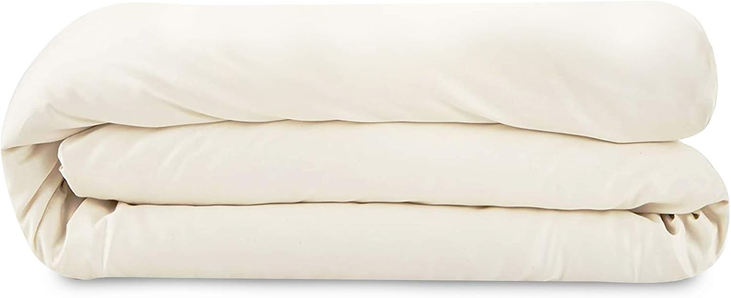 Whisper Organics Duvet Cover - 100% Organic Cotton Duvet Cover - 300 Thread Count Sateen Weave Duvet Cover - GOTS Certified, Natural Color (Full Size) Pack of 2