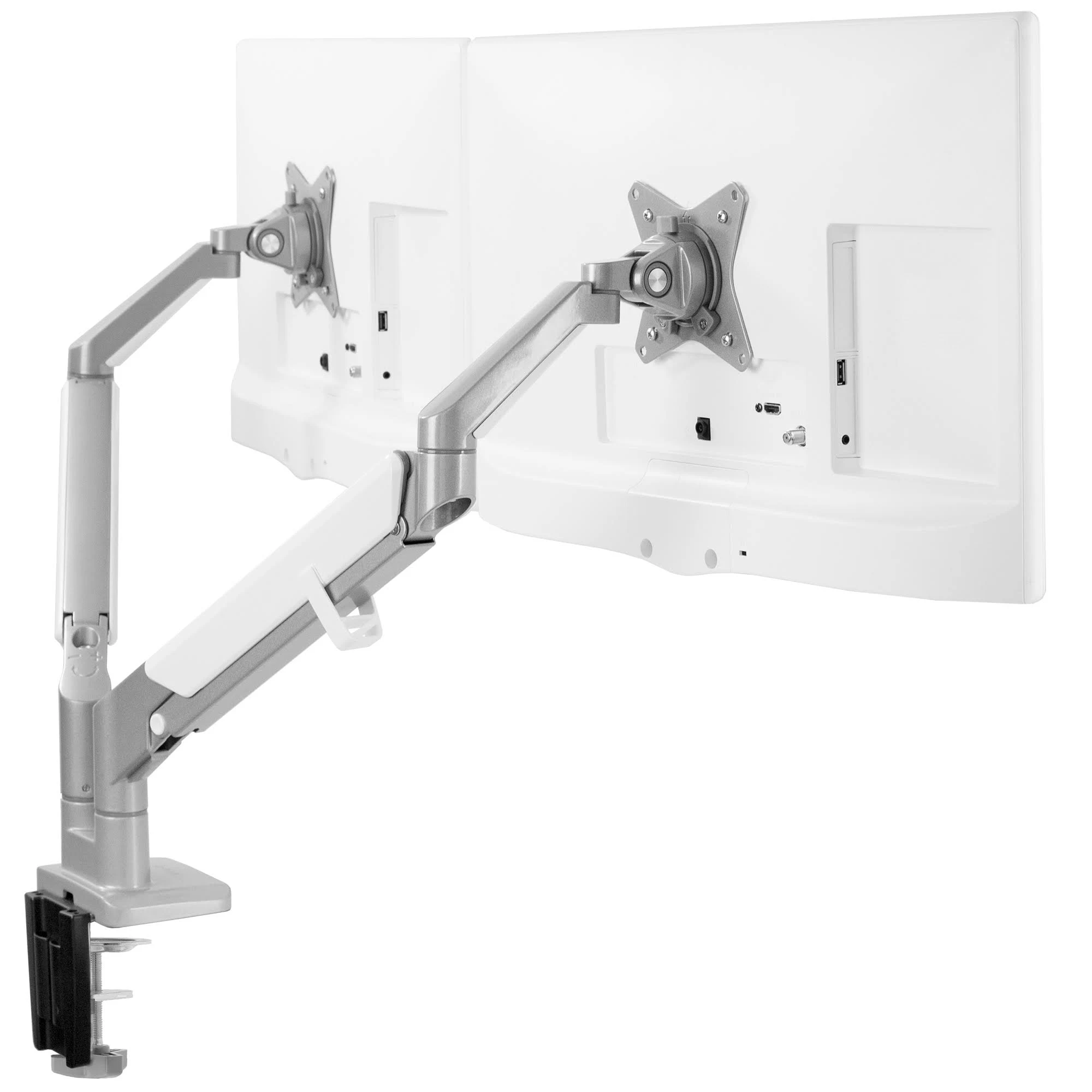 Vivo Aluminum Space Saving Dual 17x22 to 32x22 Monitor Pneumatic Desk Mount, Counterbalance Arm Monitor Stand (STAND-V200A)