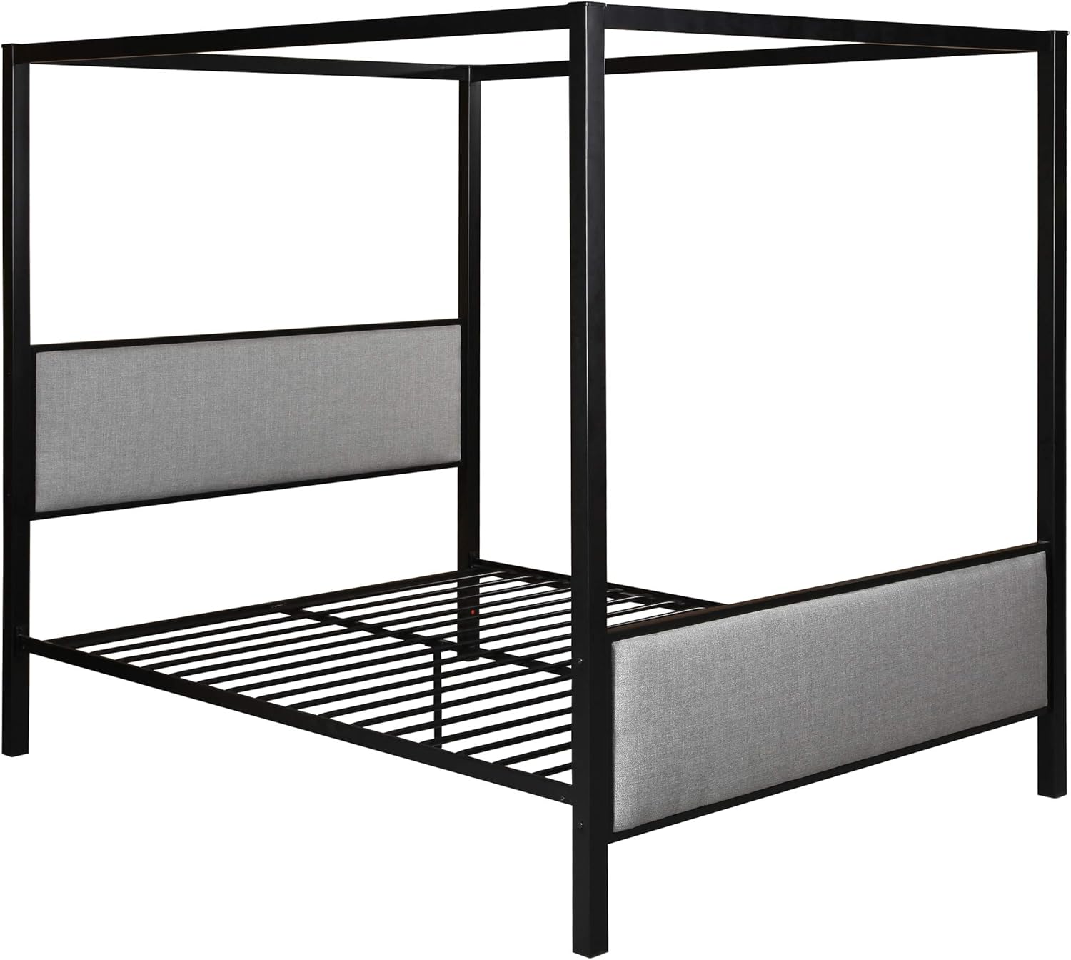 Christopher Knight Home Kama Traditional Fabric Canopy Queen Bed with Iron Frame, Gray and Flat Black