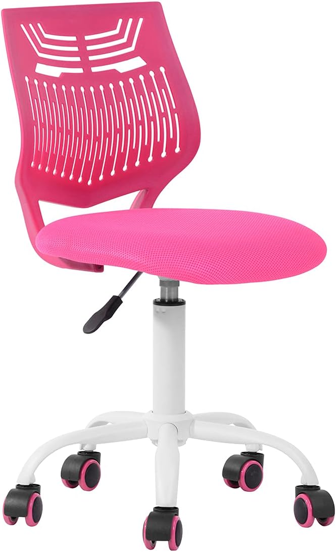 FurnitureR Writing Task Chair for Teens Boys Girls 360 Rolling Wheels Fabric Soft Pad Seat Breathable Backrest, Height Adjustable Liftup 29.5