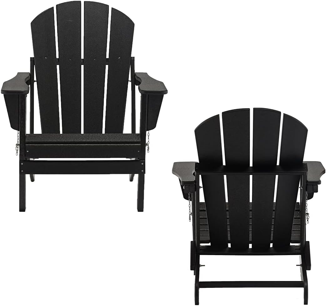 Adirondack Chairs Set of 2 | Classic Outdoor Chairs Water Proof for Garden Porch Patio Deck Backyard, Weather Resistant Accent Furniture (Blue-HDPE-2 PCS)