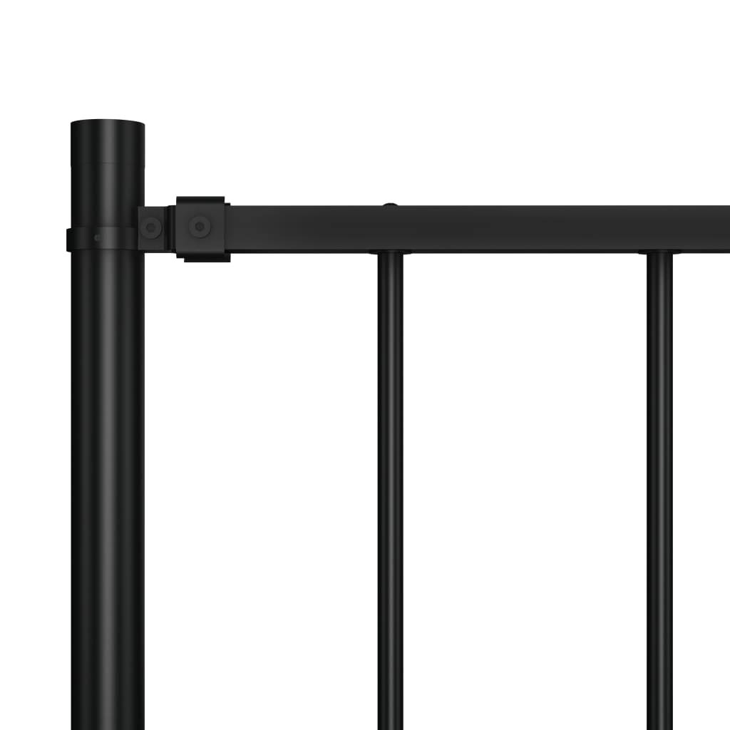 vidaXL Fence Panel with Posts Powder-Coated Steel 5.6&x4.1& Black