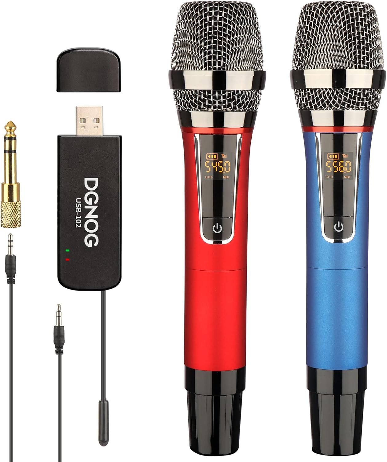 PC USB Wireless Microphone with Volume,Echo,Frequency, 100 FT Range, Portable UHF Handheld Wireless Dynamic Microphone System, for Computer, Singing, Podcast, PA System Pack of 2