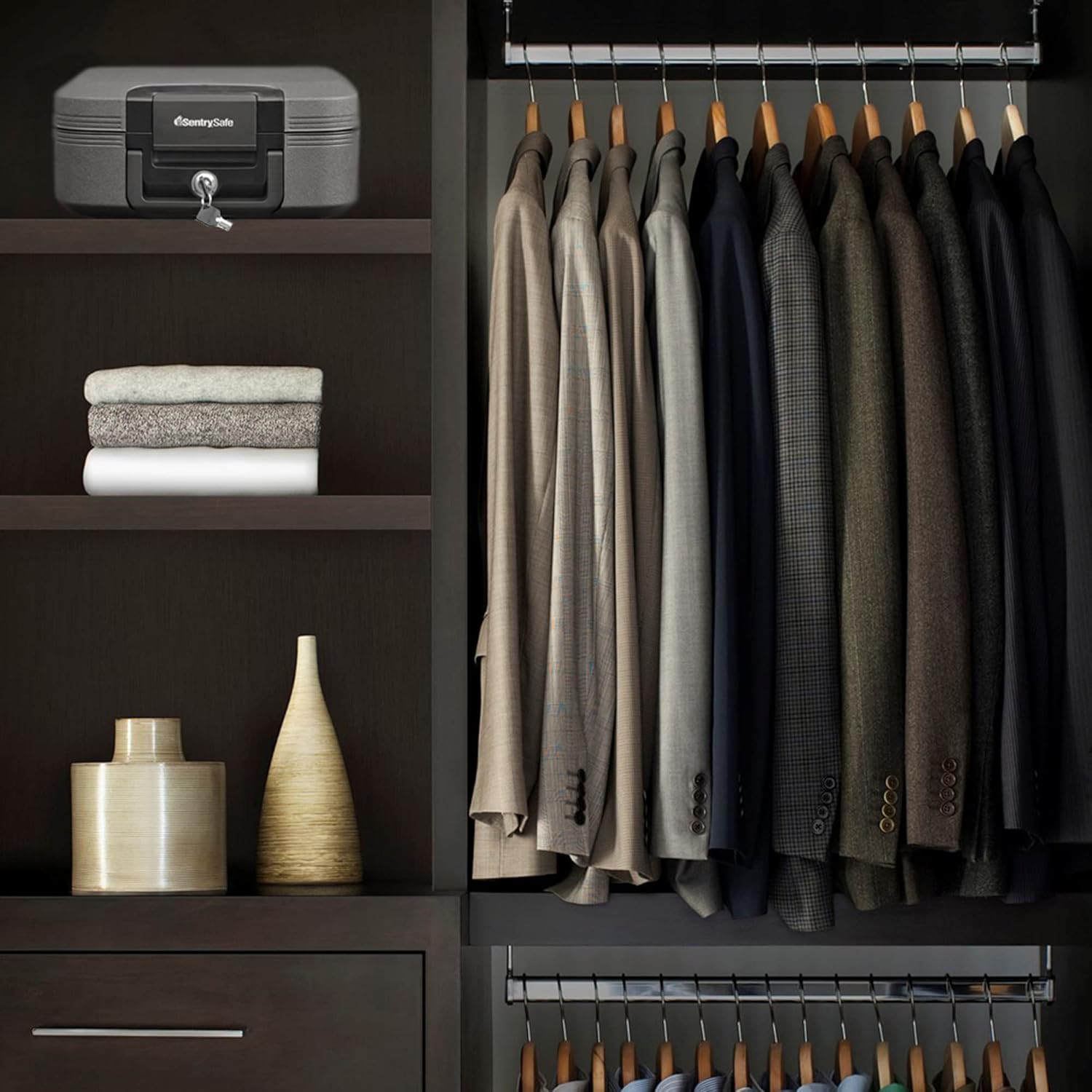 Sentry Safe CFW20201 Waterproof Fire-Resistant Medium Tubular Lock Chest, .28 cu. ft, 15 1/2 x 14 3/8 x 6 5/8-Inches, Charcoal Gray Pack of 2