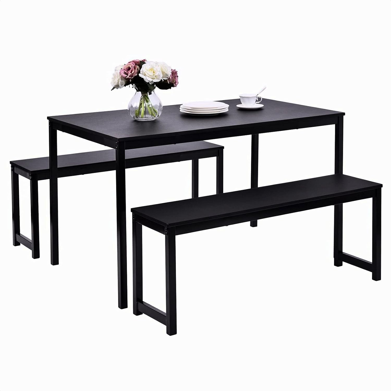 Nurcan 3 Piece Dining Set, Table Base Material: Metal, Seating Capacity: 4