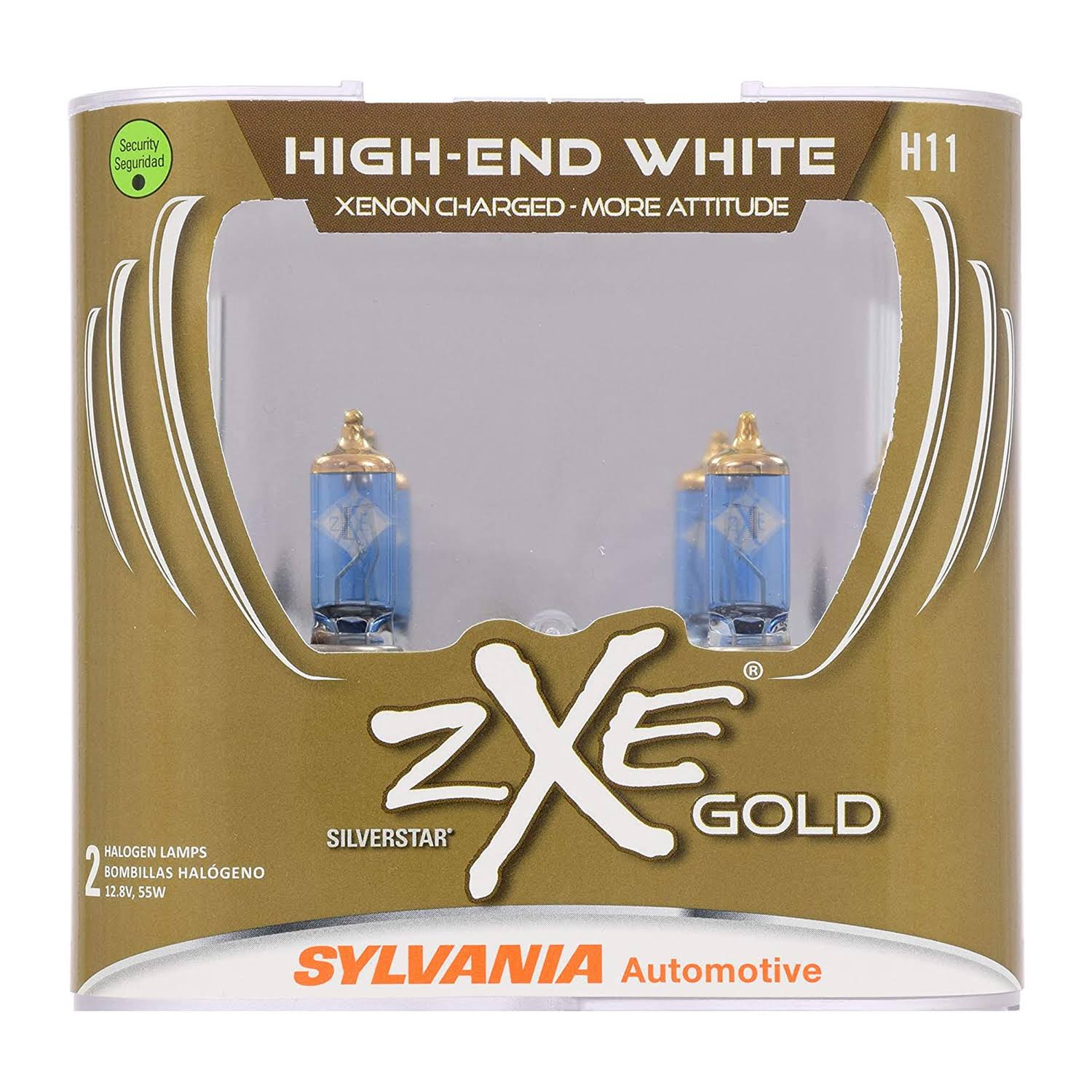 Sylvania H11 SilverStar zXe Gold Halogen Bulb, Pack of 2, H11SZG.PB2