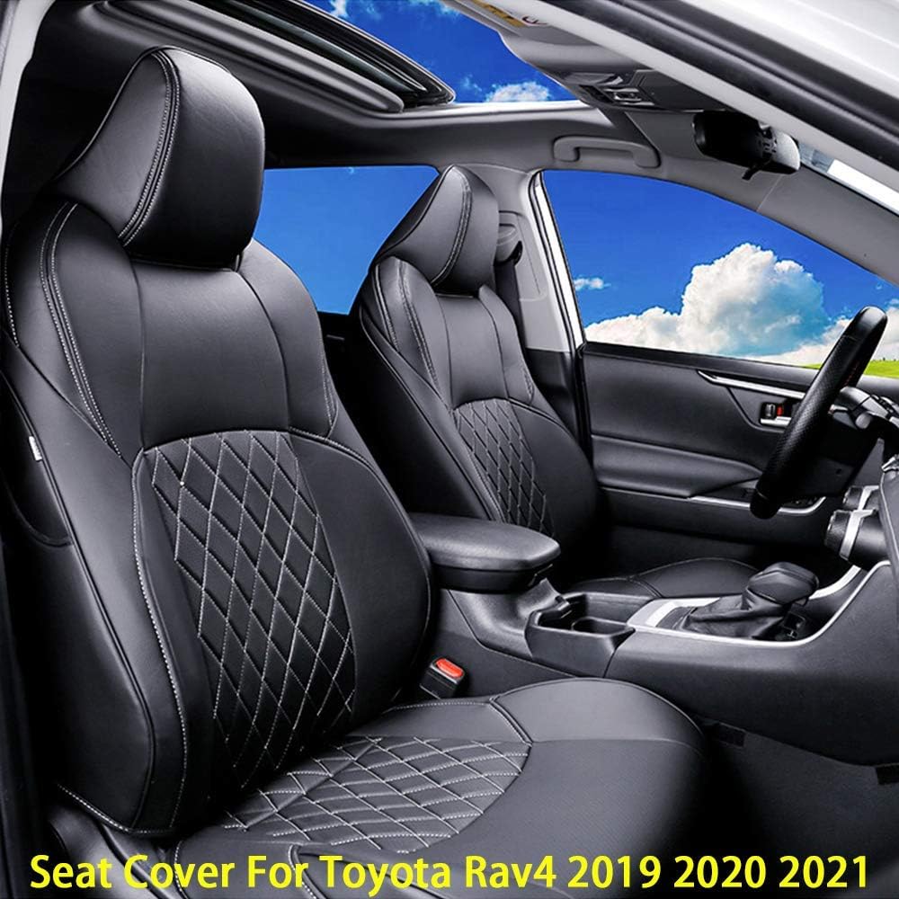 RAV4 Seat Cover Auto Full Set Seat Cushion Protector Leather Black for RAV4 Hybrid XSE 2019 2020 2021 2022 (Airbag Compatible)
