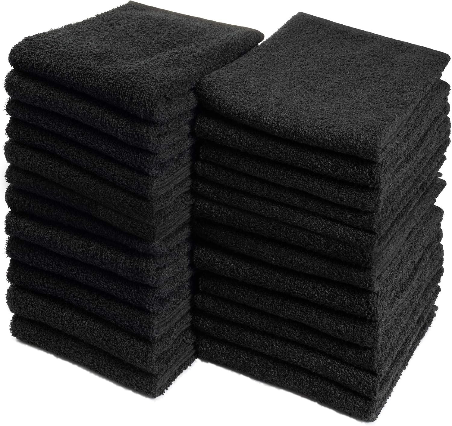 Groko Textiles Black Bleach Proof Towels Set, 24 Pack 100% Cotton 16