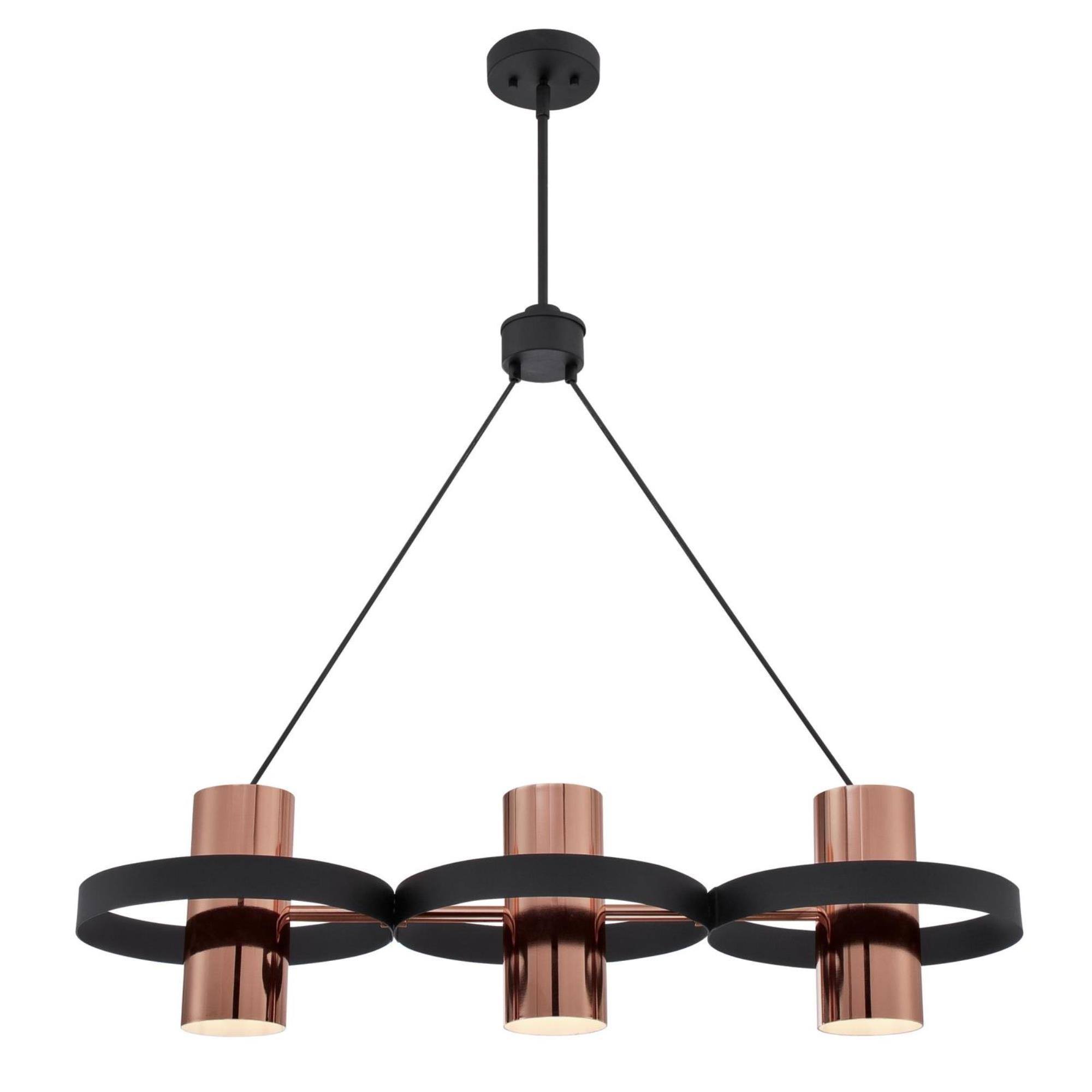 Westinghouse Ariana 3-Light Matte Black Chandelier with Copper Shades 6368900
