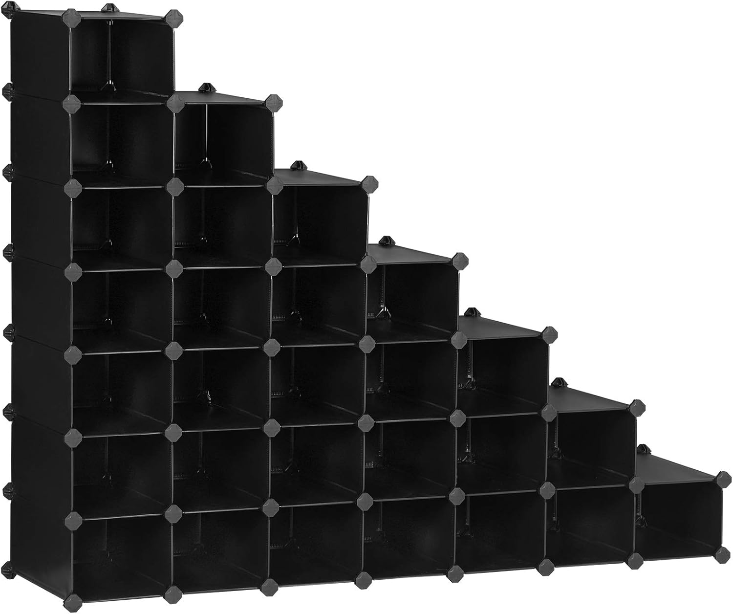 SONGMICS 7-Tier Shoe Rack, 28-Pair Plastic Shoe Units, Cabinet Storage Organizer, for Entryway, Hallway, Bathroom, Living Room, and Corridor, 61.8 x 14.2 x 48 Inches, White ULPC48S