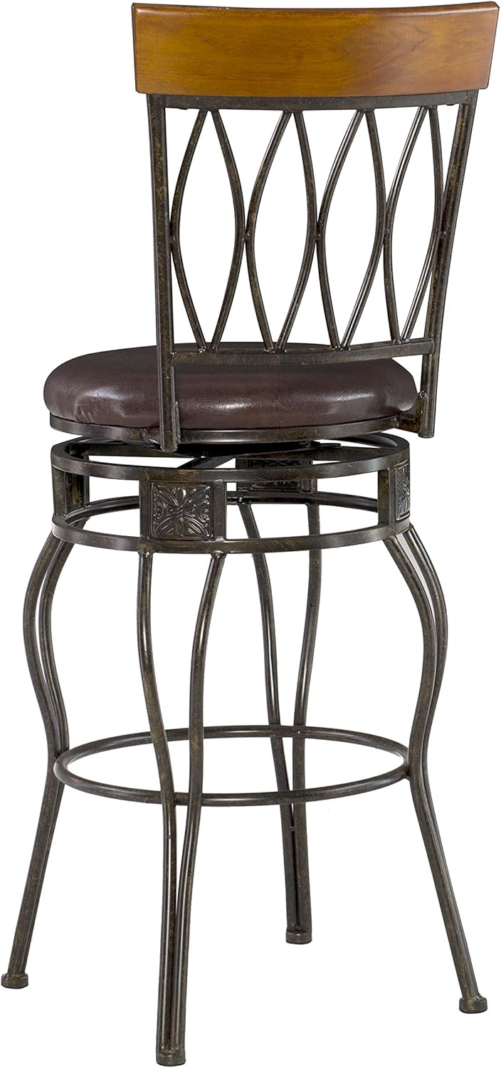Linon Matte Bronze Finish Four Oval Back Swivel Seat Bar Stool, 21