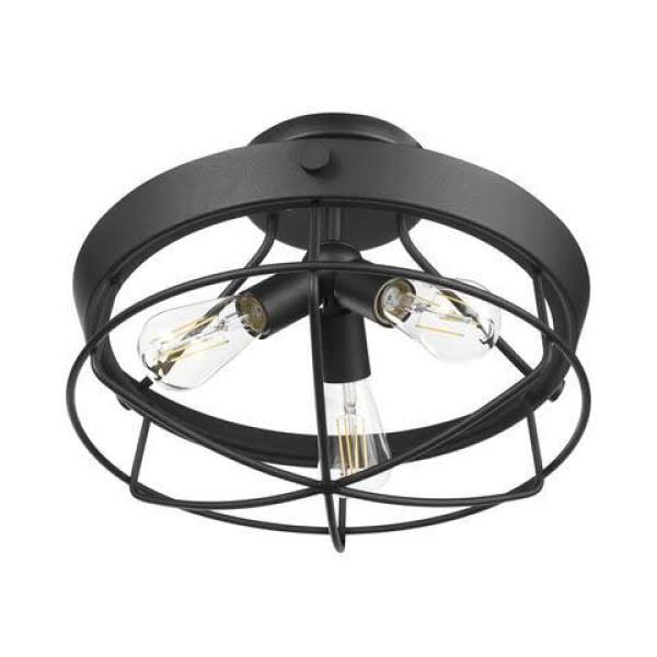 Hampton Bay Southbourne 15.5 in. 3-Light Matte Black Rustic Farmhouse Semi-Flush Mount