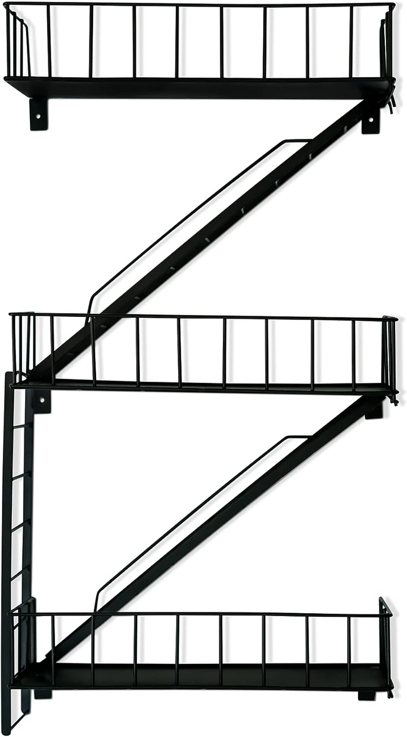 Urban Fire Escape Styled, Floating Shelf, Wall Shelf for Kitchen, Living Room and Bath by Ohana HomeWorks Pack of 2