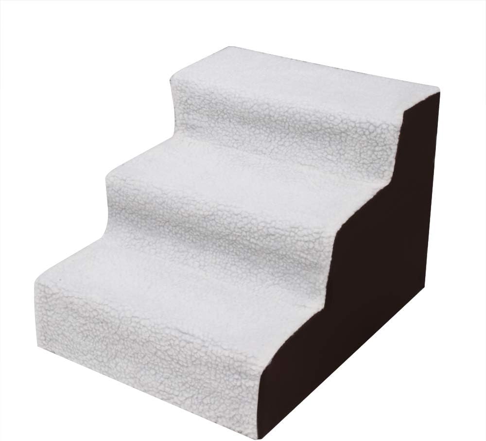 3 Step Black Plush Velvet Suede Pet Stairs Pet Step Stairs Cat Dog White Brown