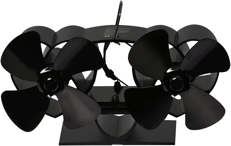 Dual Head Stove Fan Upgrade Heat Powered Stove Fan Wood Burner Eco Friendly Fan Home Efficient Heat Distribution Pack of 2