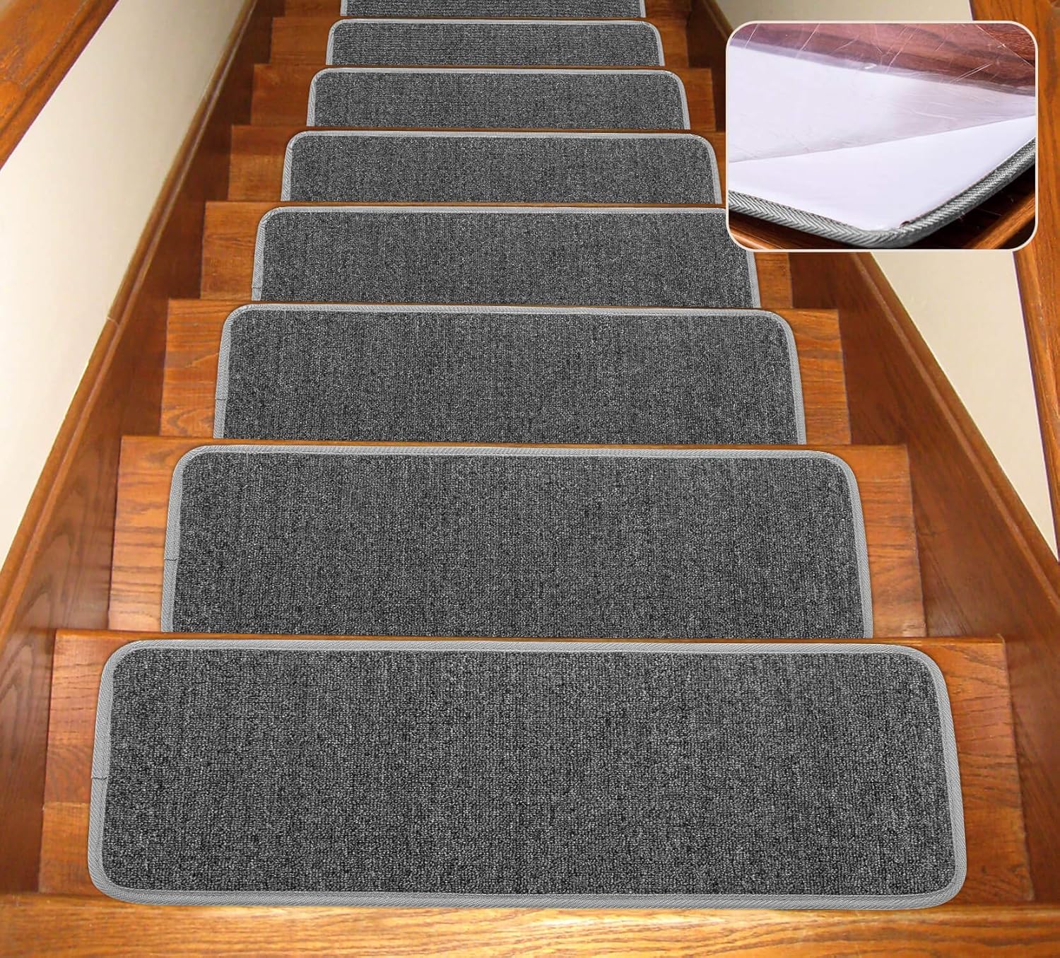 Seloom Stair Treads Carpet Non-Slip with Non Skid Rubber Backing Specialized for Indoor Wooden Steps, Removable Washable Step Runners Perfect for Dogs,Elders and Kids (308 in)