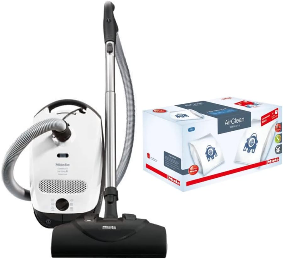 Miele Classic C1 Cat and Dog Canister HEPA Vacuum Cleaner with SEB228 Powerhead Bundle - Includes Miele Performance Pack 16 Type GN AirClean Genuine FilterBags + Genuine HEPA Filter