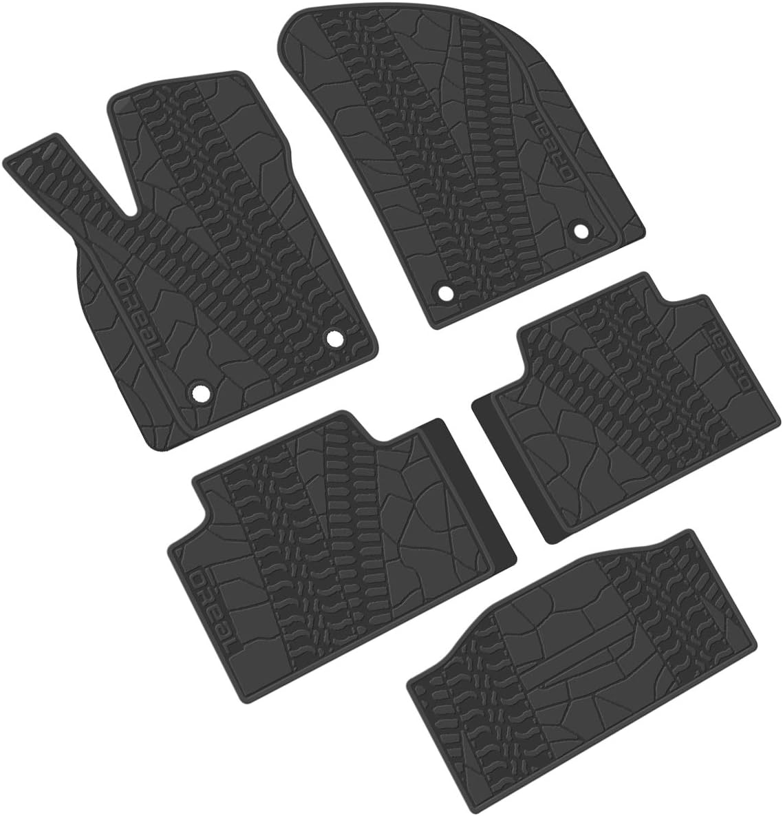 iallauto All Weather Floor Liners Replacement for Jeep Grand Cherokee 2017 2018 2019 2020 2021 Heavy Duty Rubber Car Mats Vehicle Carpet Odorless-Full Black Pack of 2