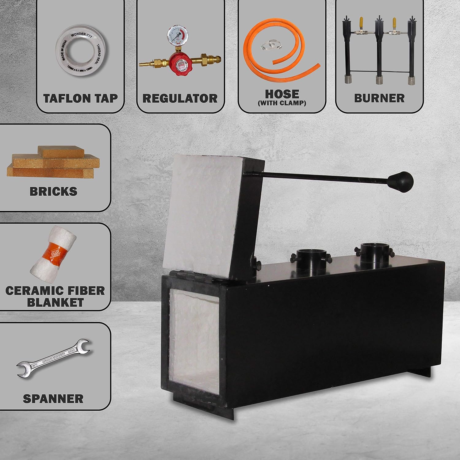 SIMOND STORE Triple Burner Gas Propane Forge Furnace Blacksmith Knife Making w/ 1 Door