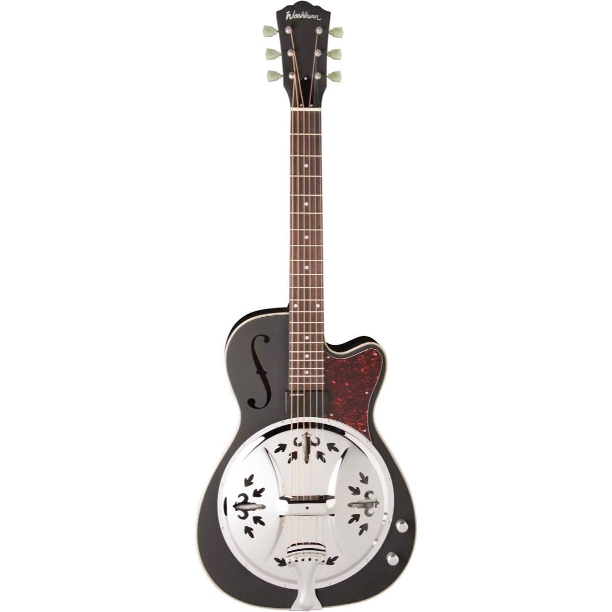 Washburn R60BCE Resonator Guitar, Matte Black