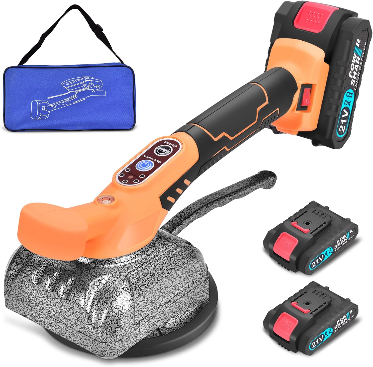 Adasea Hand-held Tile Vibration Machine - 2 Batteries 21V 2.0Ah - Tile Tiling Machine Automatic Tile Leveling Machine Tile Vibrator Installation Tools with 5 Speed Adjustable Suction Cup