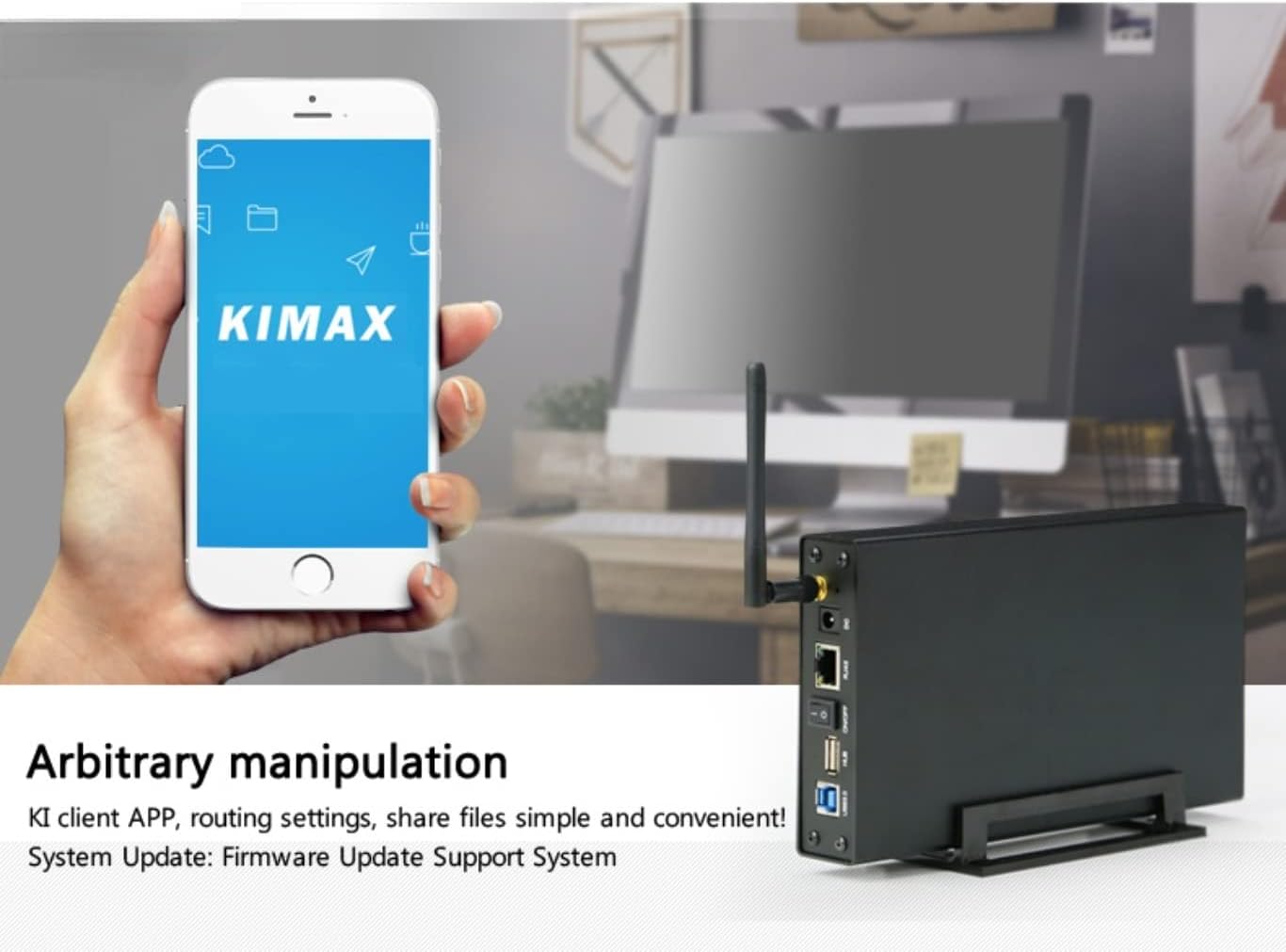 JMT U35WF 6TB 3.5 inch Mobile Multi-Function Hard Disk Box WiFi Wireless NAS Private Cloud Storage Office Home (Hard Drives not Included) Pack of 2