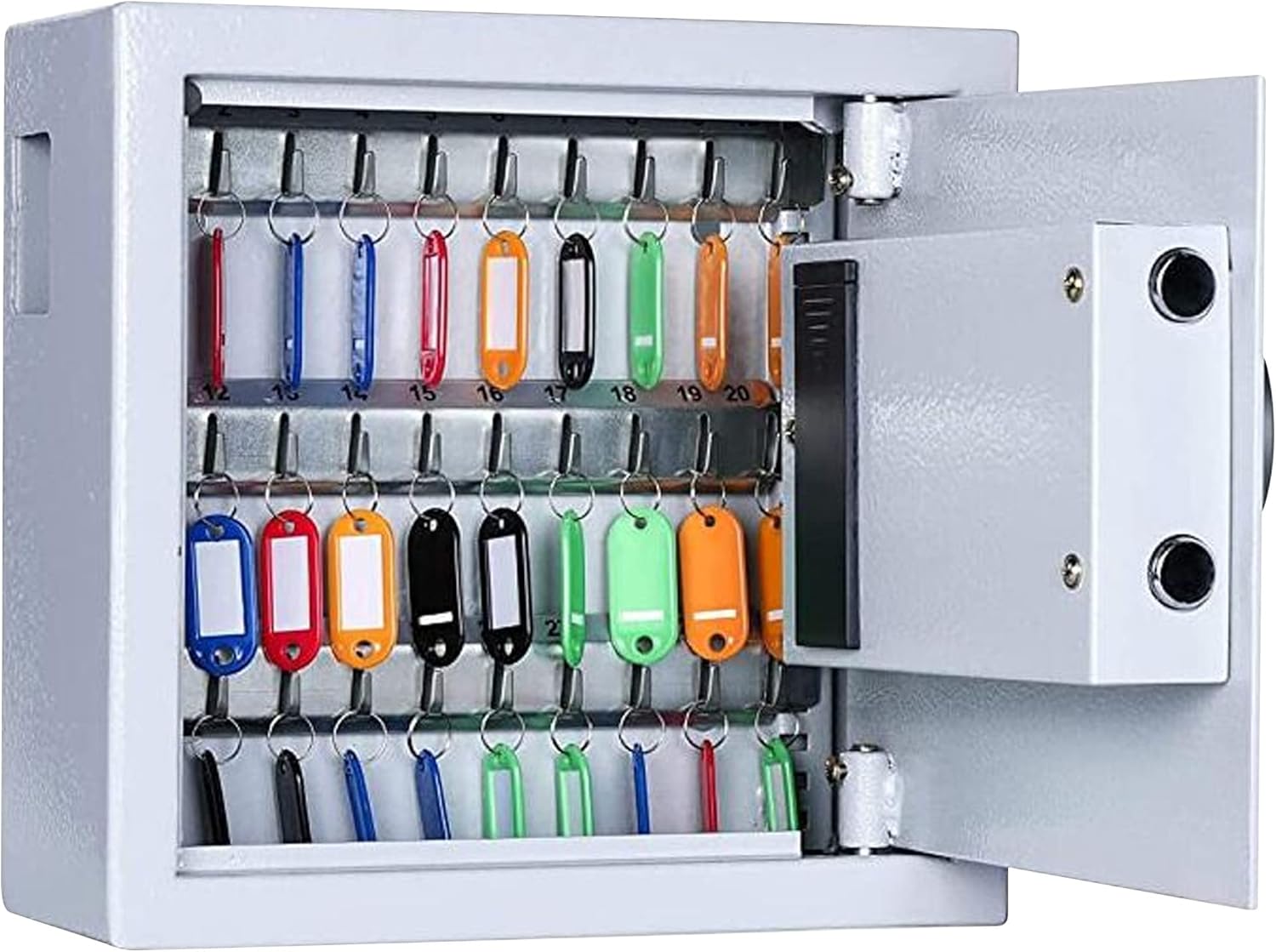 Key Cabinet with Digital Lock - Heavy Duty Secured Storage, Lock Box with Key Tags Wall Mounted Metal Steel Key Safe - Ideal for Home Hotels Schools & Businesses (30 Keys Capacity) Pack of 2