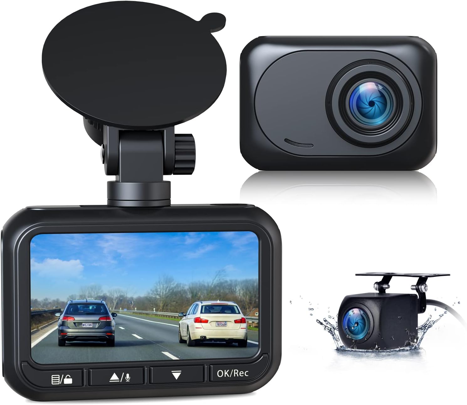 Dash Camera for Cars 1080P Full HD Dual Dash Cam Front and Rear, 2.45