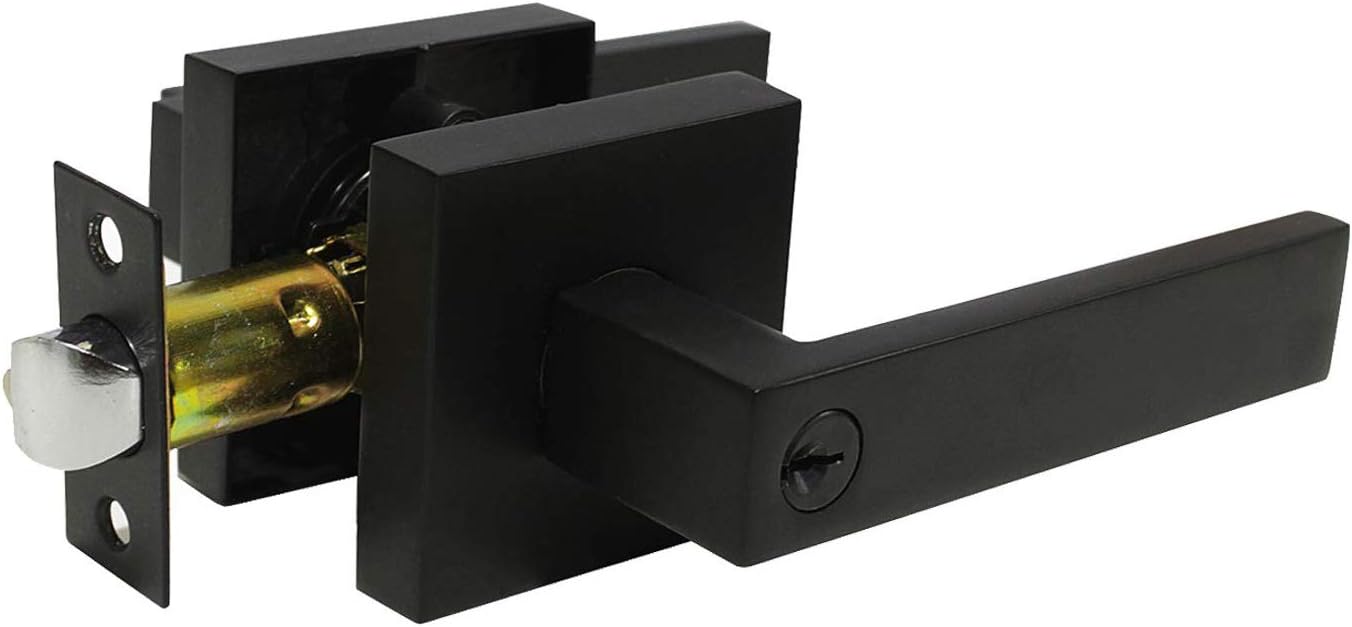 Bedroom Door Locks Privacy Lever for Bedroom/Bathroom, Interior Door Lever Keyless with Lock and Turn Thumb, Door Lock Matte Black Finish Doors Knobs, 3 Pack