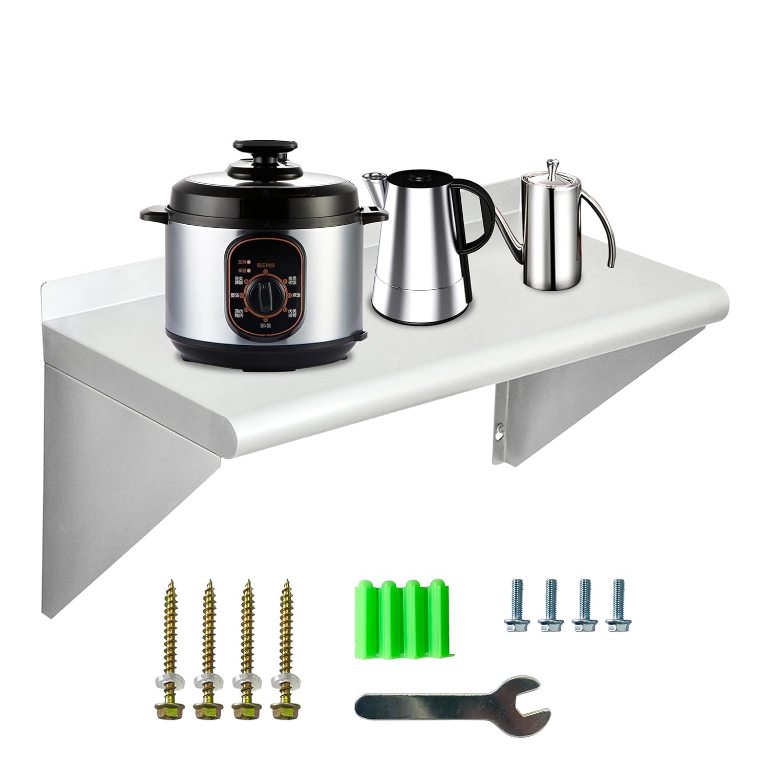 Chingoo Stainless Steel Shelf 12 x 24 Inches, Commercial Wall Mount Floating Shelving for Restaurant, Kitchen, Home and Hotel Pack of 2