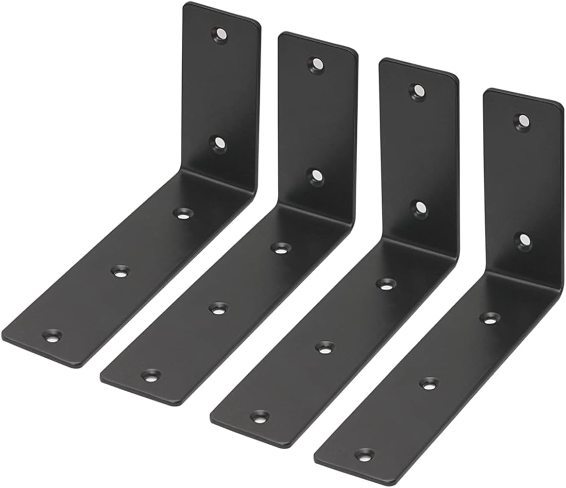 CUZURLUV Black Shelf Bracket, 6” X 4” Quarter Inch (1/4