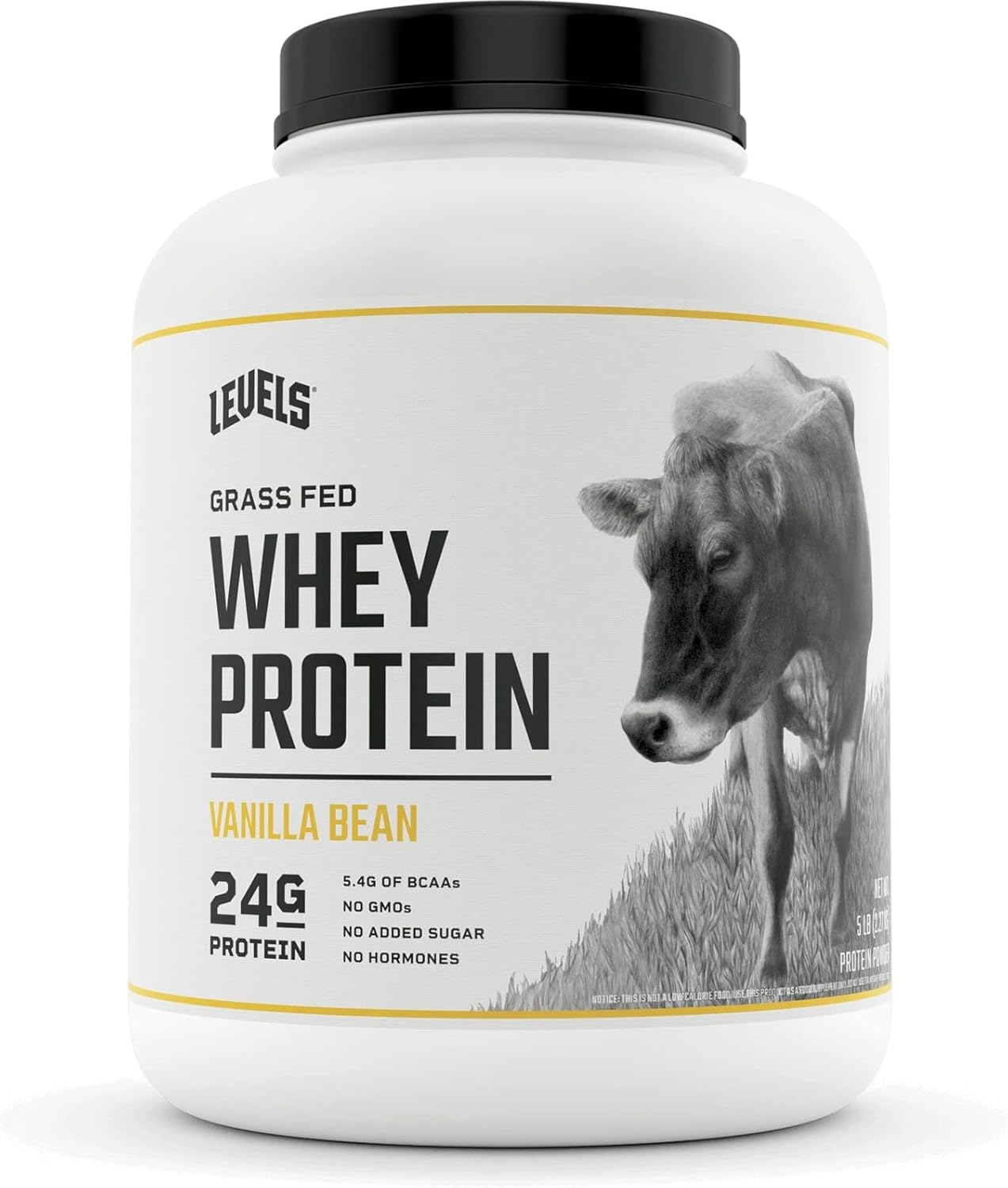 Levels Grass Fed 100% Whey Protein, No GMOs, Vanilla Bean, 5LB Pack of 2