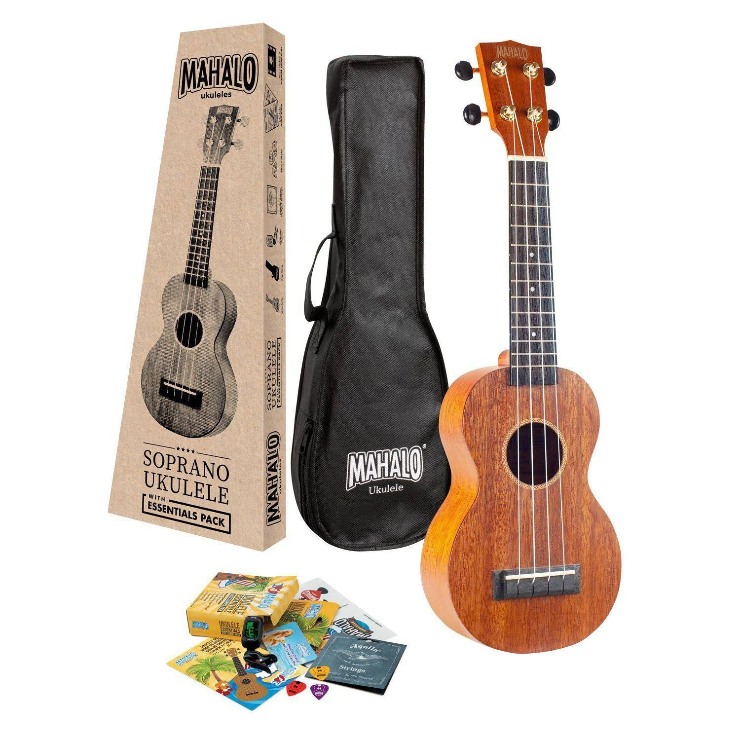 Mahalo Java Soprano Ukulele with Essentials Accessory Pack