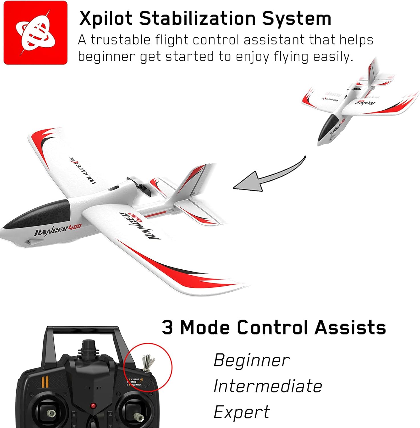 Volantexrc 761-6 RC Airplane 2.4Ghz 3 Channel Remote Control,Ready to Fly with Xpilot Stabilization System RTF Aircraft Plane ,Perfect for Beginners Pack of 2