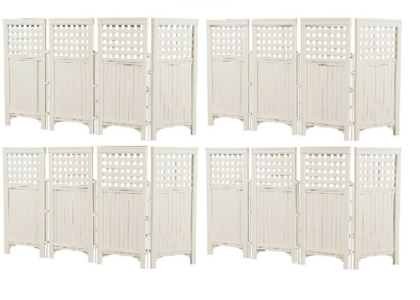 Suncast Outdoor Steel and Resin 4 Panel Screen Yard Enclosure Taupe 4 Pack