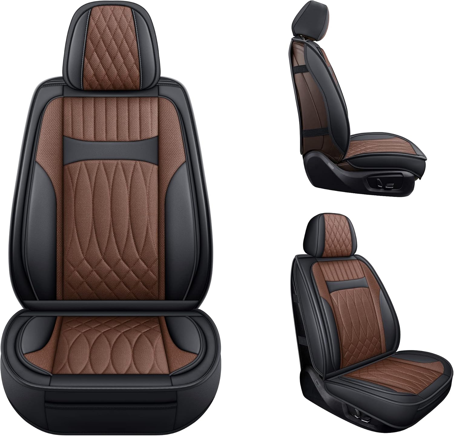 TZAUT-AXLE Faux Leather Automotive Seats Cushion Full Set for Car Seat Protectors, Waterproof and Cooling, Front and Rear Split Bench Car Seat Cover, Easy to Install, Interior Accessories Fit Universal Cars&SUV((Full Set, Brown)