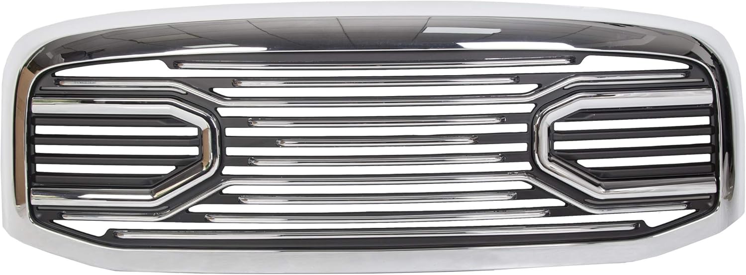 Black W/Light Front Hood Big Horn Grille Replacement Shell Grill Compatible with 2006-2009 Dodge RAM 1500 2500 3500