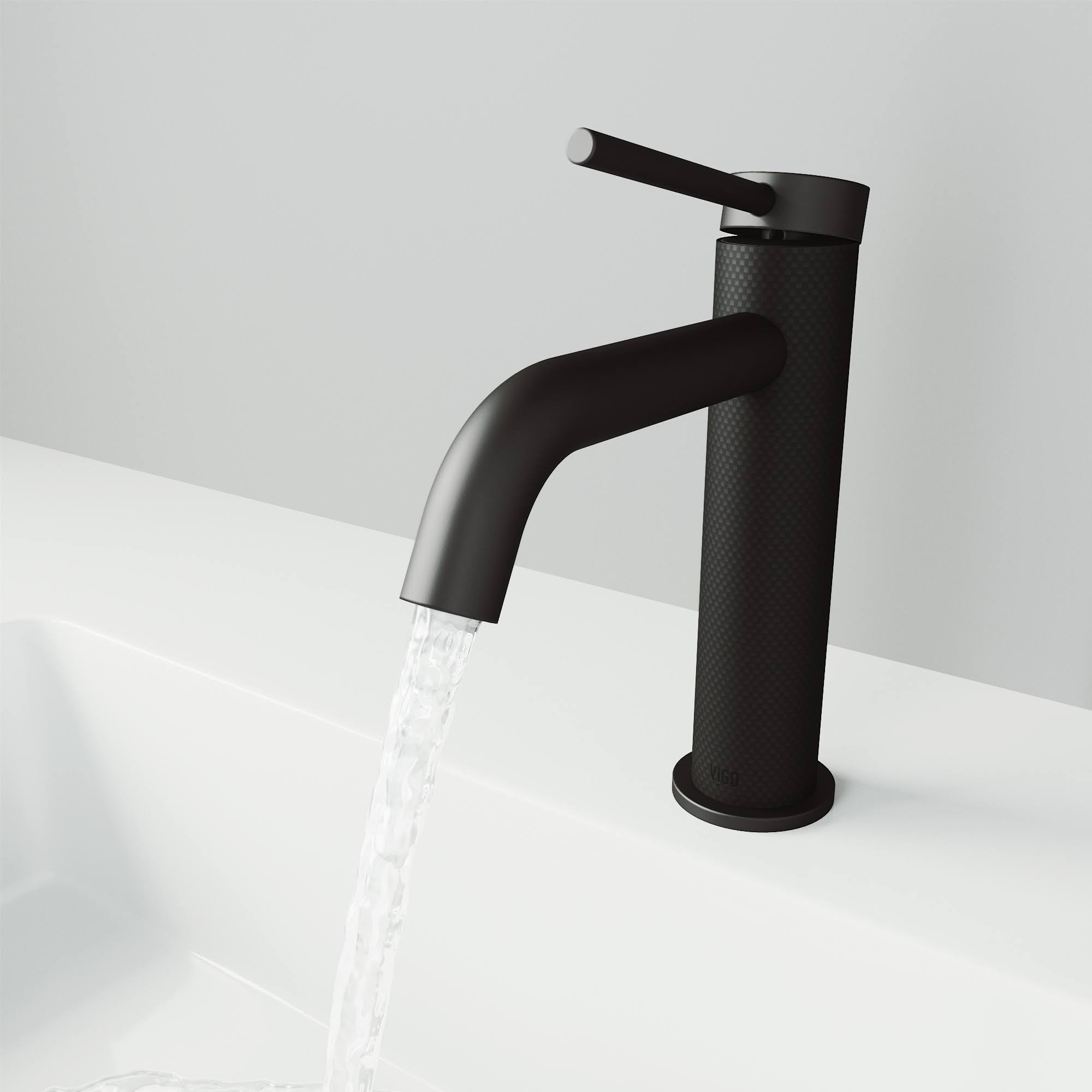 Vigo Madison Single Hole cFiber Bathroom Faucet - Faucet with Deck Plate - Matte Black