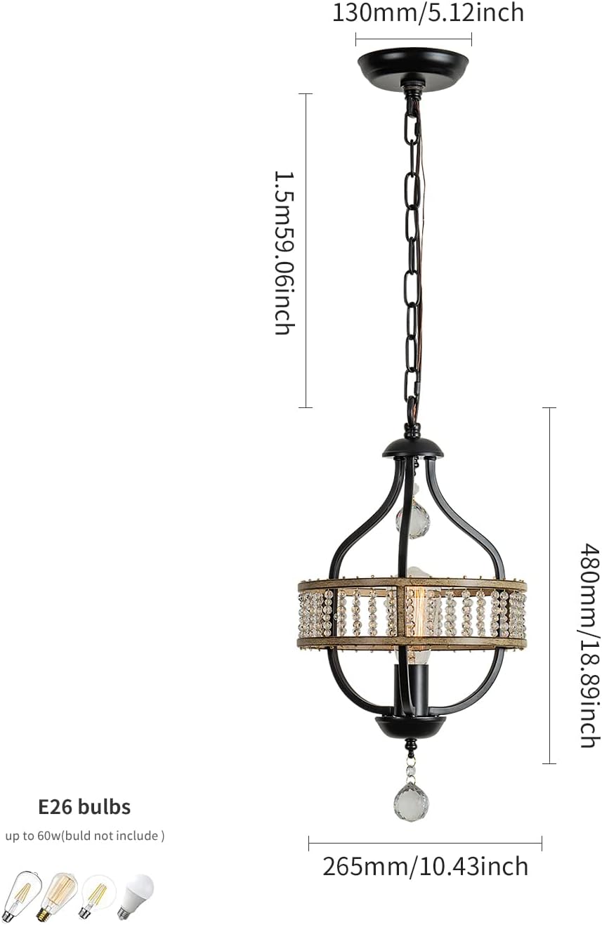 Black Crystal Pendant Lights,Adjustable Pendant Light Fixture with Shinny Crystal,Small Pendant Lighting for Kitchen Island Dining Living Room Entryway Hallway