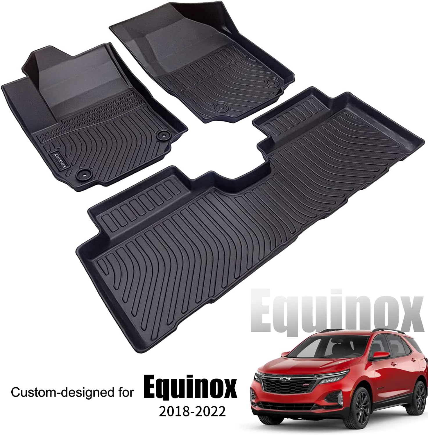 KELCSEECS Floor Mats Custom for Chevrolet Equinox/GMC Terrain 2018 2019 2020 2021 2022 Waterproof Car Mats All Weather Guard Heavy Duty Automotive Floor Liners 1st& 2nd Row Full Set Accessories Black