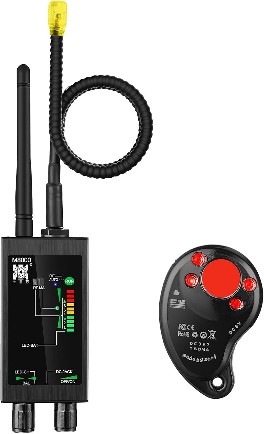 Anti Spy Detector,Bug Detector,M8000 RF Signal Detector Anti Tracking Strong Magnetic Detector for Wireless Audio Bug Camera Detector Finder with Extra Mini Anti Spy Camera, 2021 Upgraded Version