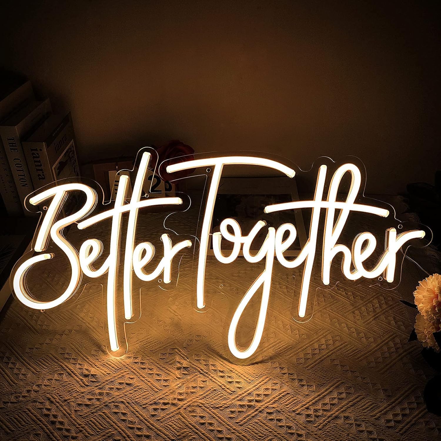 Large Neon Sign This Must Be The Place for Wedding, Anniversaries Party Wall Decor. Light Up Personalized Neon Signs for Bedroom, Bar, Cafe, Office. Warm White Light LED Neon Sign with Dimmer Switch