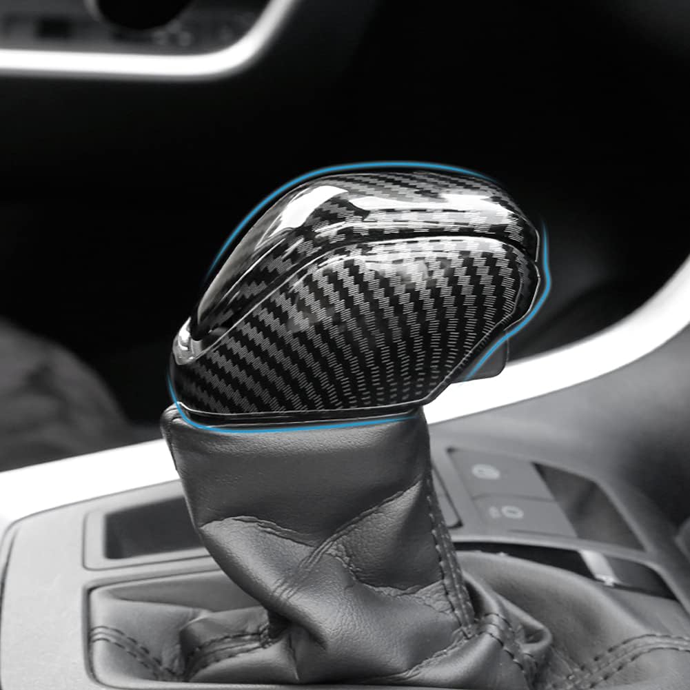 KENDDEEL Carbon Fiber Sport Style Auto Gear Shift Knob Cover Sticker Head Trim Compatible With Toyota RAV4 Accessories 2019 2020 2021