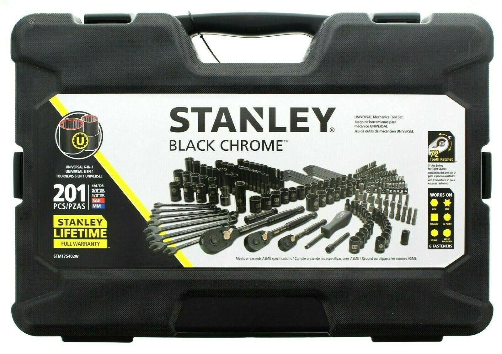 Stanley STMT72254W 123-Piece Mechanics Tool Set Black Chrome