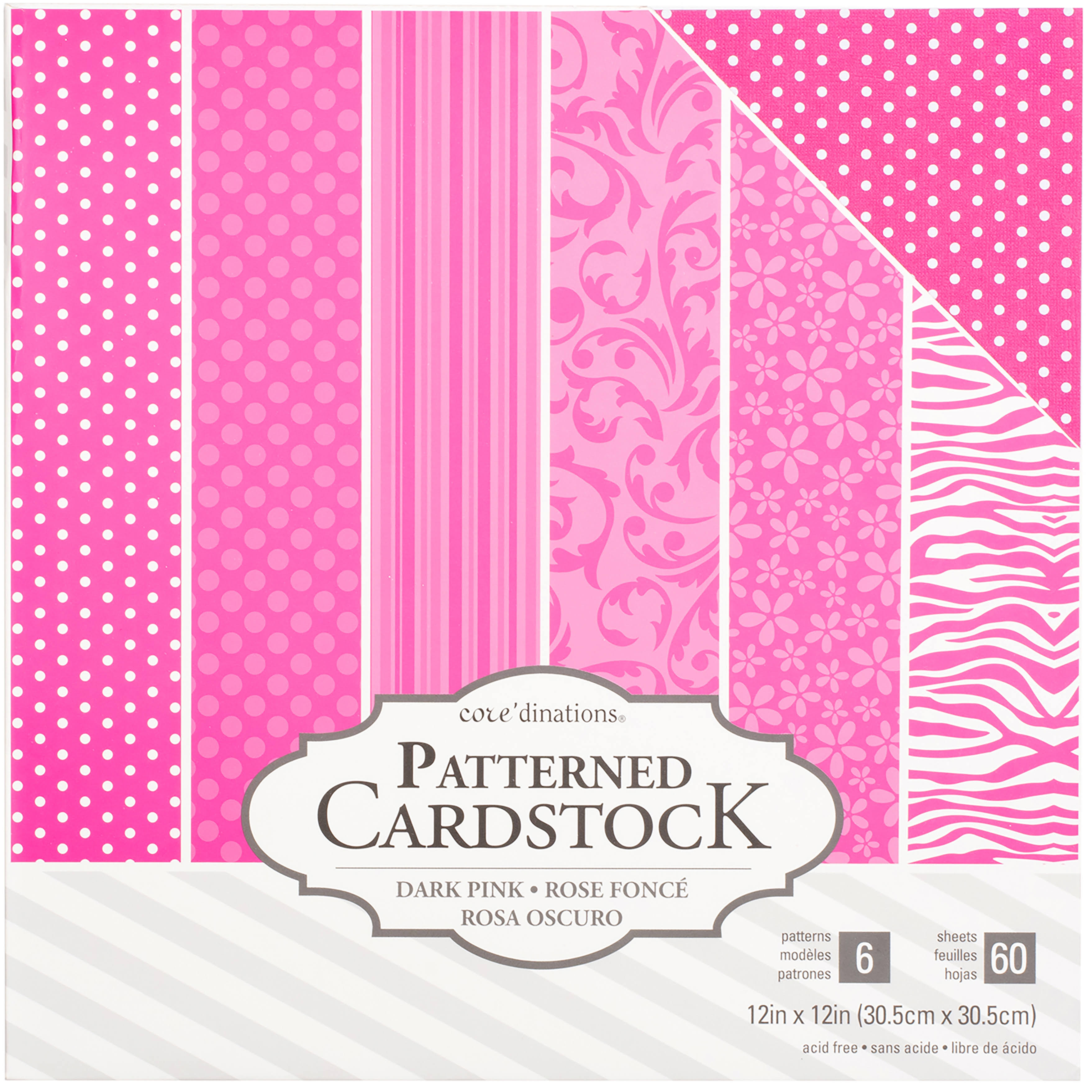 Core&dinations Value Pack Patterned Cardstock 12x22X12x22 60/Pkg-Light Pink
